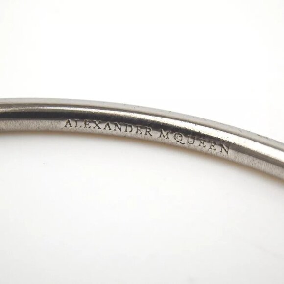 Authentic ALEXANDER McQUEEN Skull motif bangle bracelet metal/Rhinestone [Used] - Picture 10 of 10